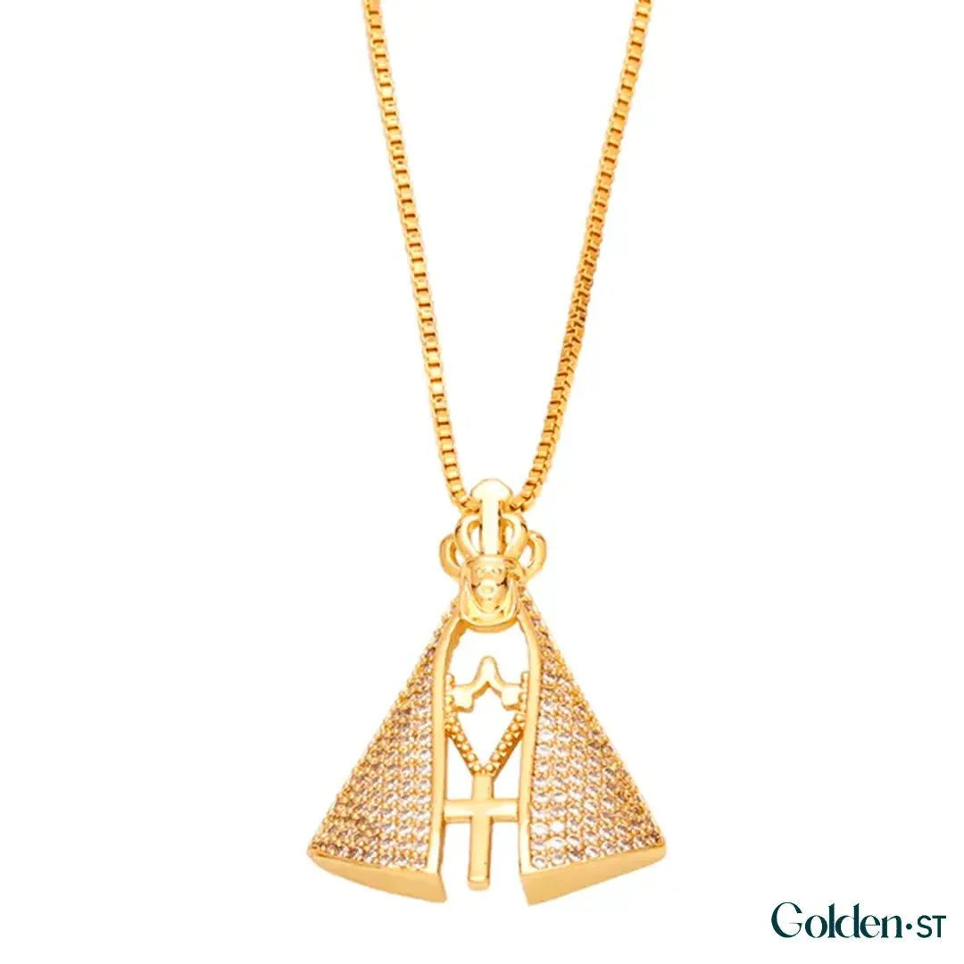 Colar Nossa Senhora Aparecida - Dupla Face com Manto de Zircônia - (COMPRE 1 LEVE 2)