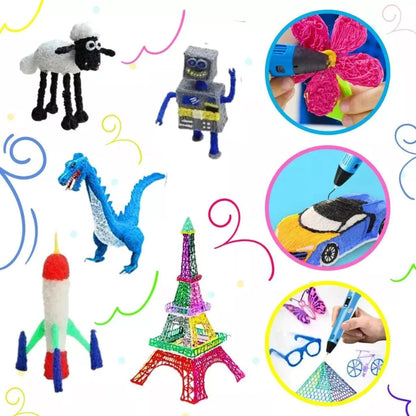 Caneta 3D Impressora Manual com Filamentos para Crianças e Adultos