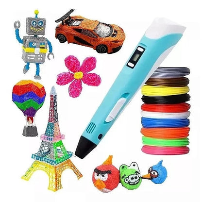 Caneta 3D Impressora Manual com Filamentos para Crianças e Adultos