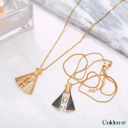 Colar Nossa Senhora Aparecida - Dupla Face com Manto de Zircônia - (COMPRE 1 LEVE 2)