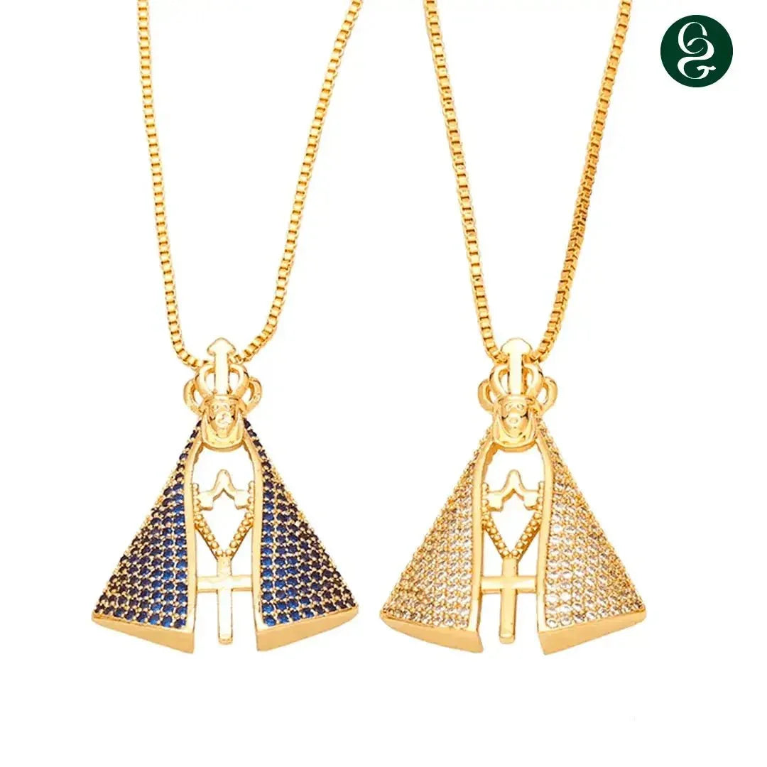 Colar Nossa Senhora Aparecida - Dupla Face com Manto de Zircônia - (COMPRE 1 LEVE 2)