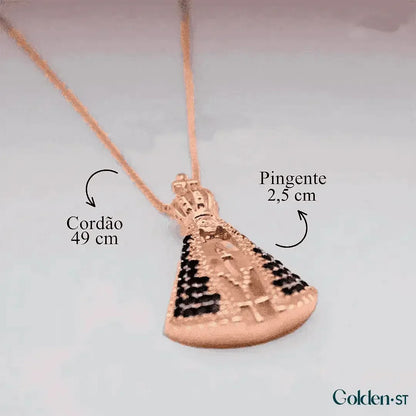 Colar Nossa Senhora Aparecida - Dupla Face com Manto de Zircônia - (COMPRE 1 LEVE 2)