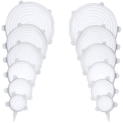 Compre 6 Leve 12 - Kit 12 Tampas de Silicone Reutilizável (UNIVERSAL) - Super Elástico